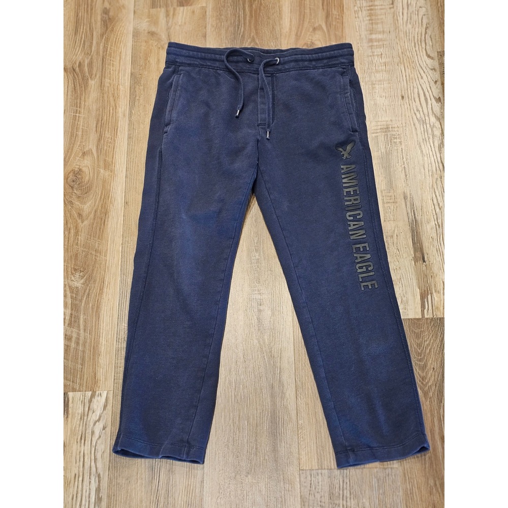 American Eagle Mens Navy Blue Logo Graphic Sweatpants Joggers Size Medium